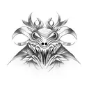 cute creepy monster animal dark minimalist tattoo design idea