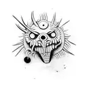 cute creepy monster animal dark minimalist tattoo design idea