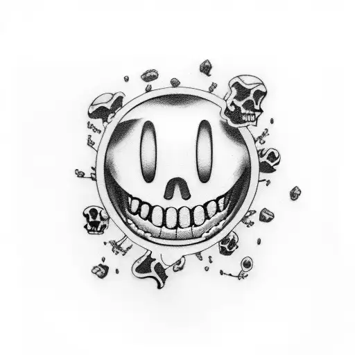 bones, smiley face, blackjack tattoo design idea