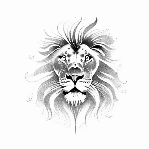 magestic half face lion with firece half face lion tattoo design idea