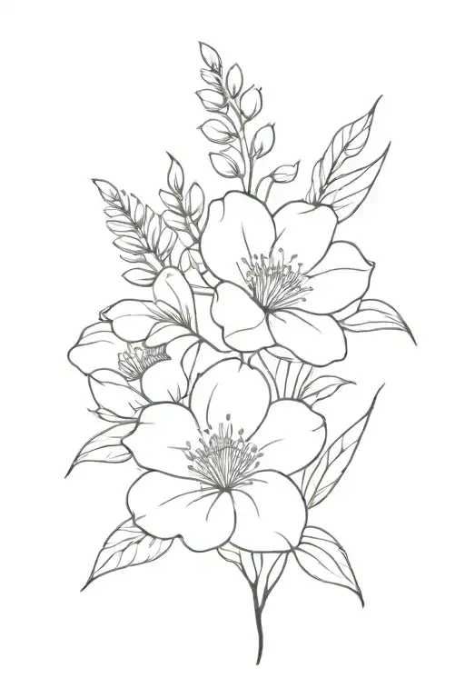 January December birth flower bouquet tattoo design idea