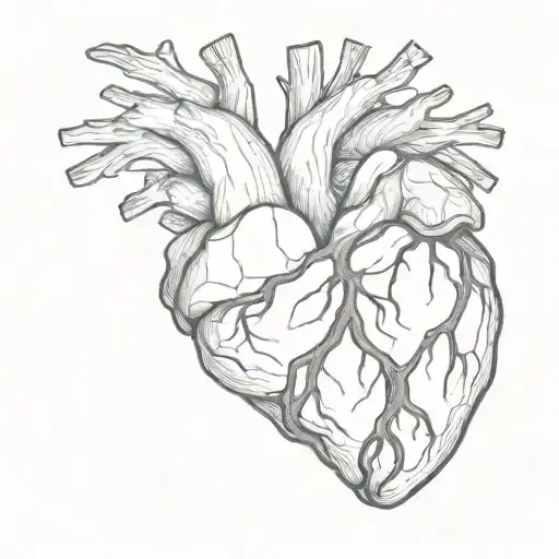 realistic heart made of wood by a carpenter, i.e. board by board tattoo design idea