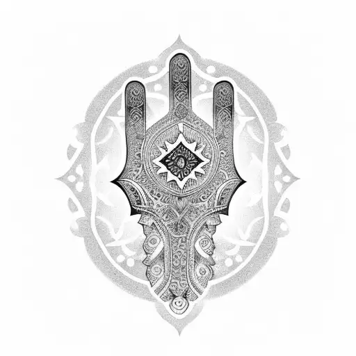 Hamsa Symbol with blue eye tattoo design idea