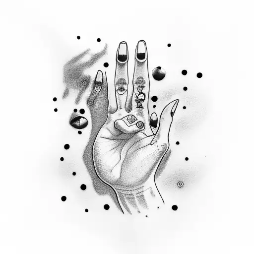 simple fatima's hand with blue eye  tattoo design idea