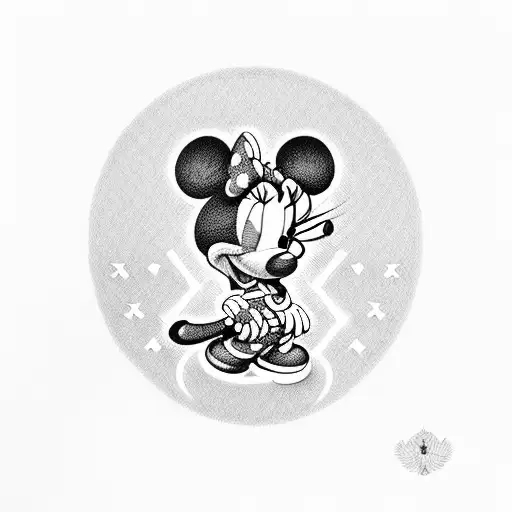 minnie mouse with simba tattoo design idea