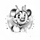 minnie mouse with simba tattoo design idea