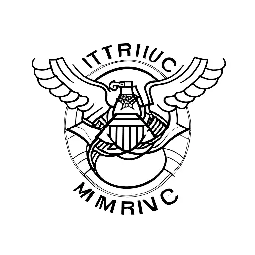 A minimalist tattoo of a microphone with sound waves forming the shape of a Marine Corps emblem tattoo design idea