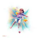 a child falling from a star tattoo design idea