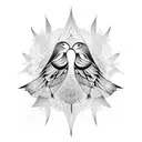 Create a tattoo featuring a bird surrounded by the numbers MCMLXXVII and MMIX tattoo design idea