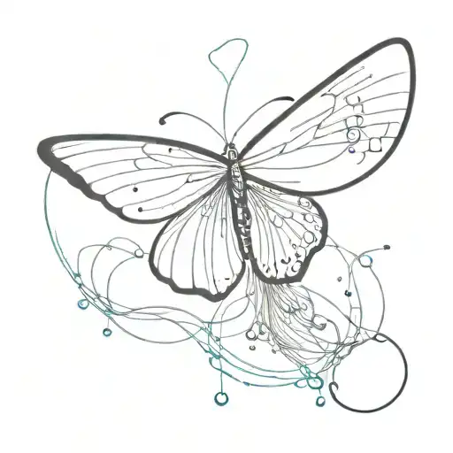 Butterfly with jellyfish colliding in cats eye inside tattoo design idea