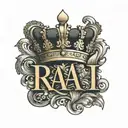 Rai last name with only R letter  having a crown tattoo design idea