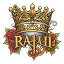 Rai last name with R having a crown tattoo design idea