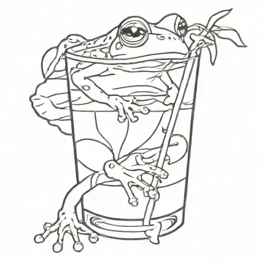 a frog relaxing and drinking a bloody mary tattoo design idea