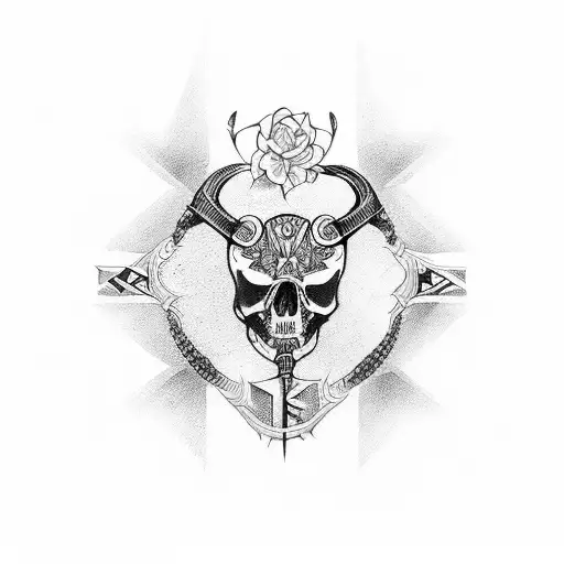 cruz com coração no centro tattoo design idea