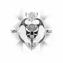 cruz com coração no centro tattoo design idea