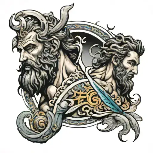 Poseidon and Zeus tattoo design idea