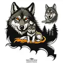 wolf with 3 cubs  tattoo design idea