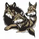 wolf with 3 cubs  tattoo design idea