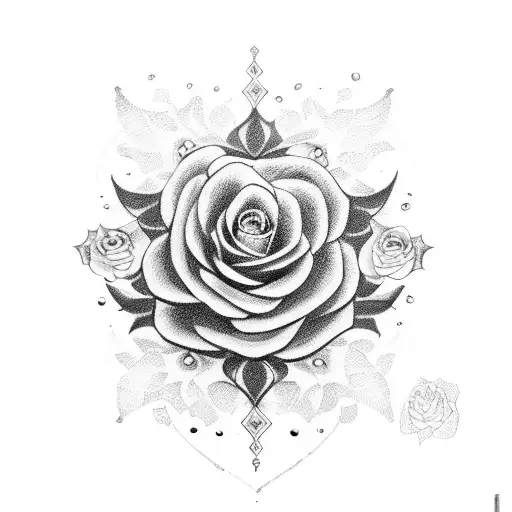 king crown rose tattoo design idea
