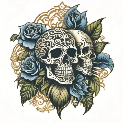 filigree skulls tattoo design idea