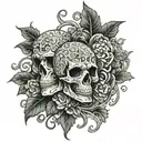 filigree skulls tattoo design idea