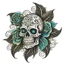 filigree skulls tattoo design idea