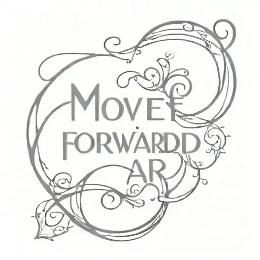 "move forward" with national's curly w within the word forward tattoo design idea