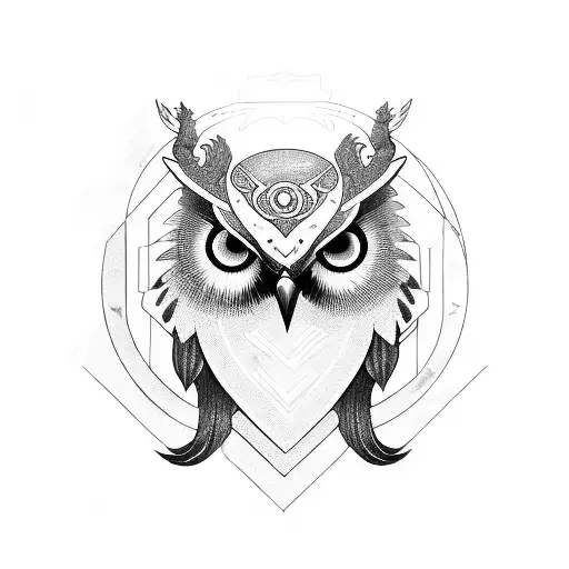 magic staff, aura, pentagram, owl, ram, aries, epi, red eyes. tattoo design idea