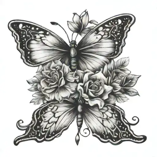 "You never know how strong you are until being strong is the only choice"  quote with butterflies and flower  tattoo design idea