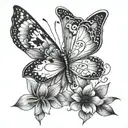 "You never know how strong you are until being strong is the only choice"  quote with butterflies and flower  tattoo design idea