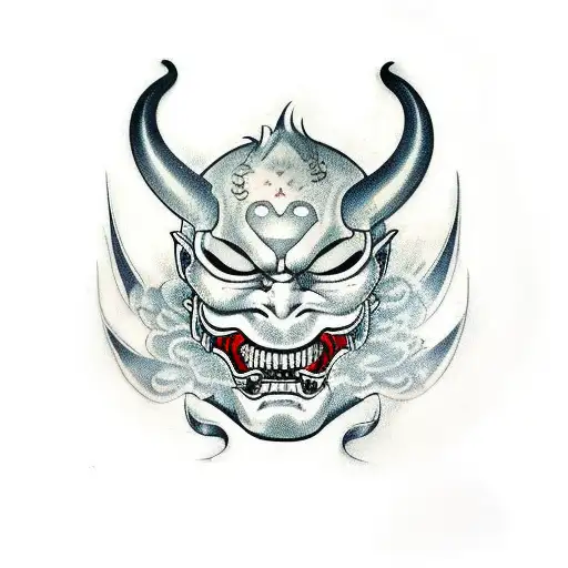 Oni Mask with viper tattoo design idea