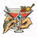 old school  hand holding martini glass tattoo design idea