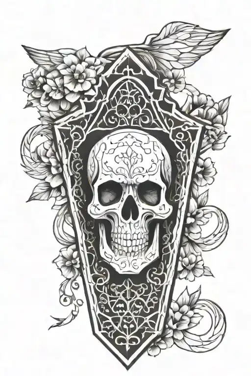 coffin tattoo design idea