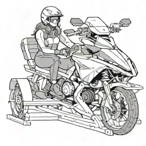 Bench press with 220 kilo, a yamaha snowmobile in the background and a young girl with helmet tattoo design idea