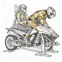 Bench press with 220 kilo, a yamaha snowmobile in the background and a young girl with helmet tattoo design idea