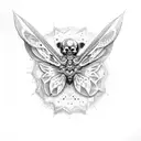 skull moth with crystals tattoo design idea