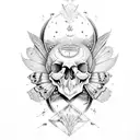 skull moth with crystals tattoo design idea