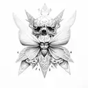 skull moth with crystals tattoo design idea