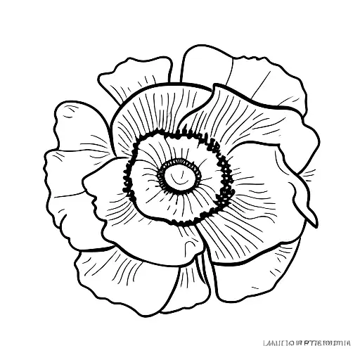 The poppy flower (national flower of Palestine), represented in minimalist or semi-minimalist style in the colours of th tattoo design idea