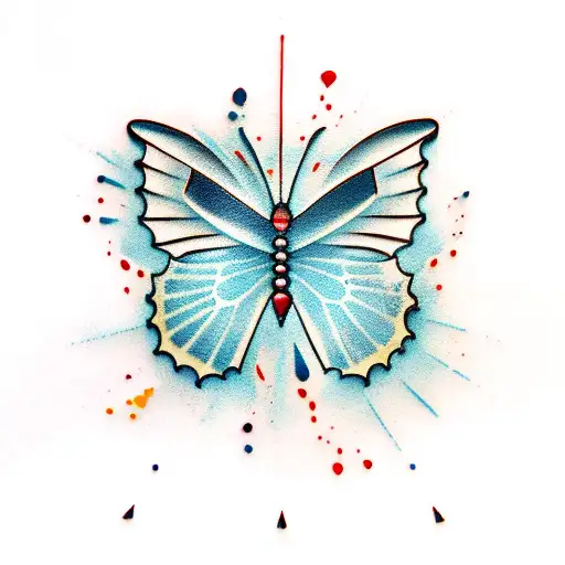 broken butterfly dripping blood tattoo design idea