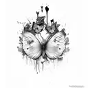 broken butterfly dripping blood tattoo design idea