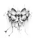 broken butterfly dripping blood tattoo design idea