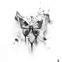 broken butterfly dripping blood tattoo design idea