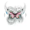 broken butterfly dripping blood tattoo design idea