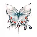 broken butterfly dripping blood tattoo design idea