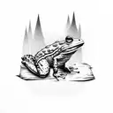 A toad wielding a knife in a forest setting tattoo design idea