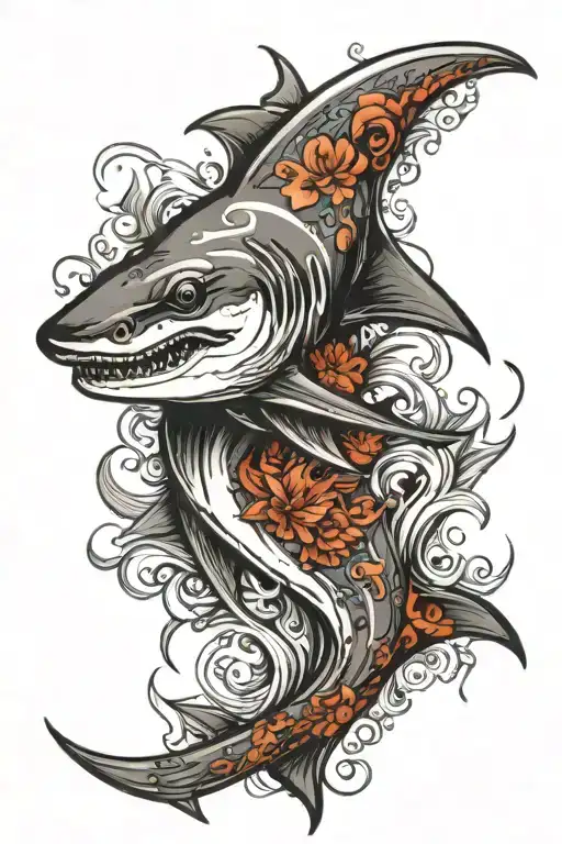 hammer head shark tattoo design idea