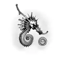 seahorse with skeleton tattoo design idea