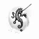 seahorse with skeleton tattoo design idea