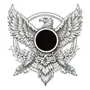 Incorporate a dartboard design into a double head eagle tattoo tattoo design idea